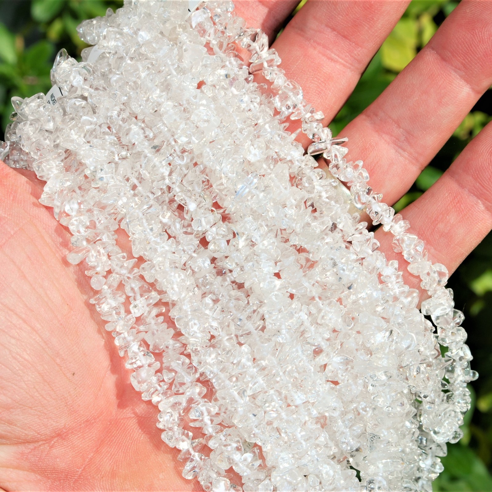 CHARGED Amplifier Clear Quartz Crystal Chip 18″ Necklace + Baby Selenite Heart