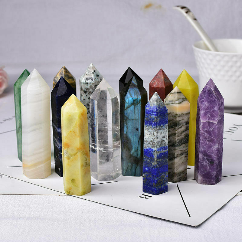 Natural Colorful 3-11CM Quartz Crystal Point Obelisk Hexagonal Healing Mineral#