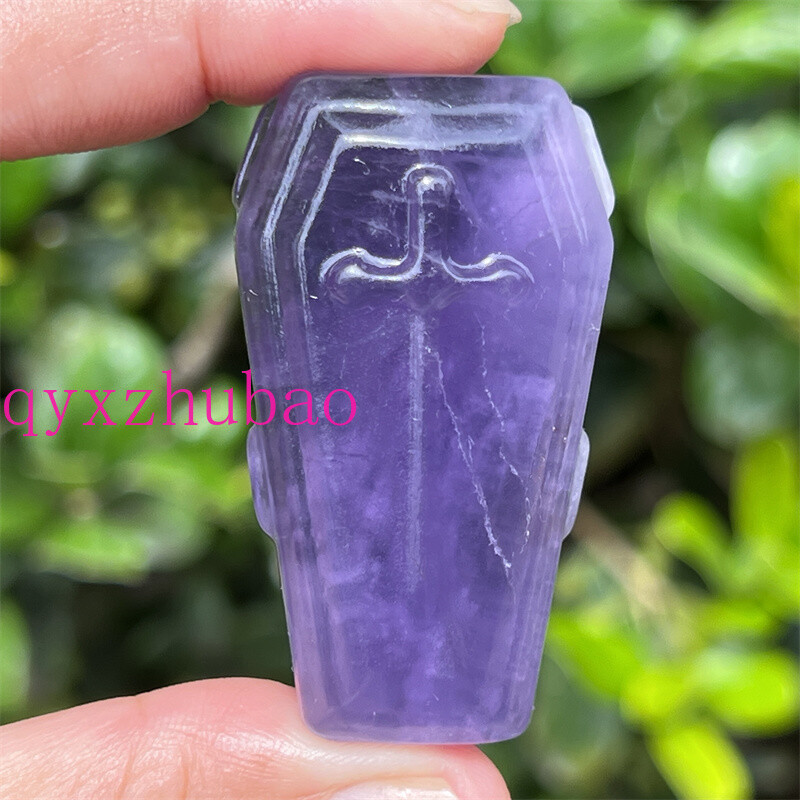 2″ Natural Fluorite Carved Coffin Quartz skull crystal skull Gem Figurines 1PC