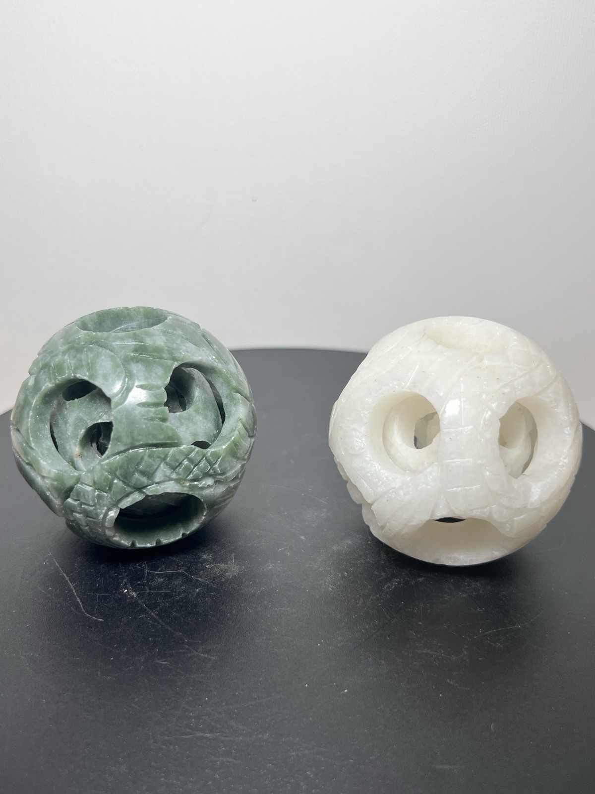 Jade 2 Piece 3-layer Puzzle Sphere Set – See description & pics for more details