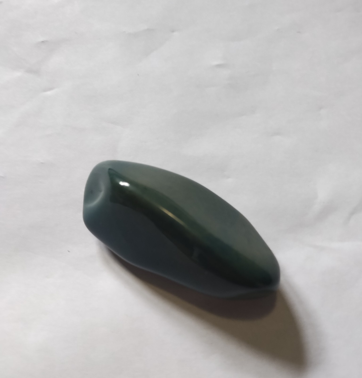 Opaque Blue-Green Teal Jadeite Oblong Polished Tumbled Pocket Stone
