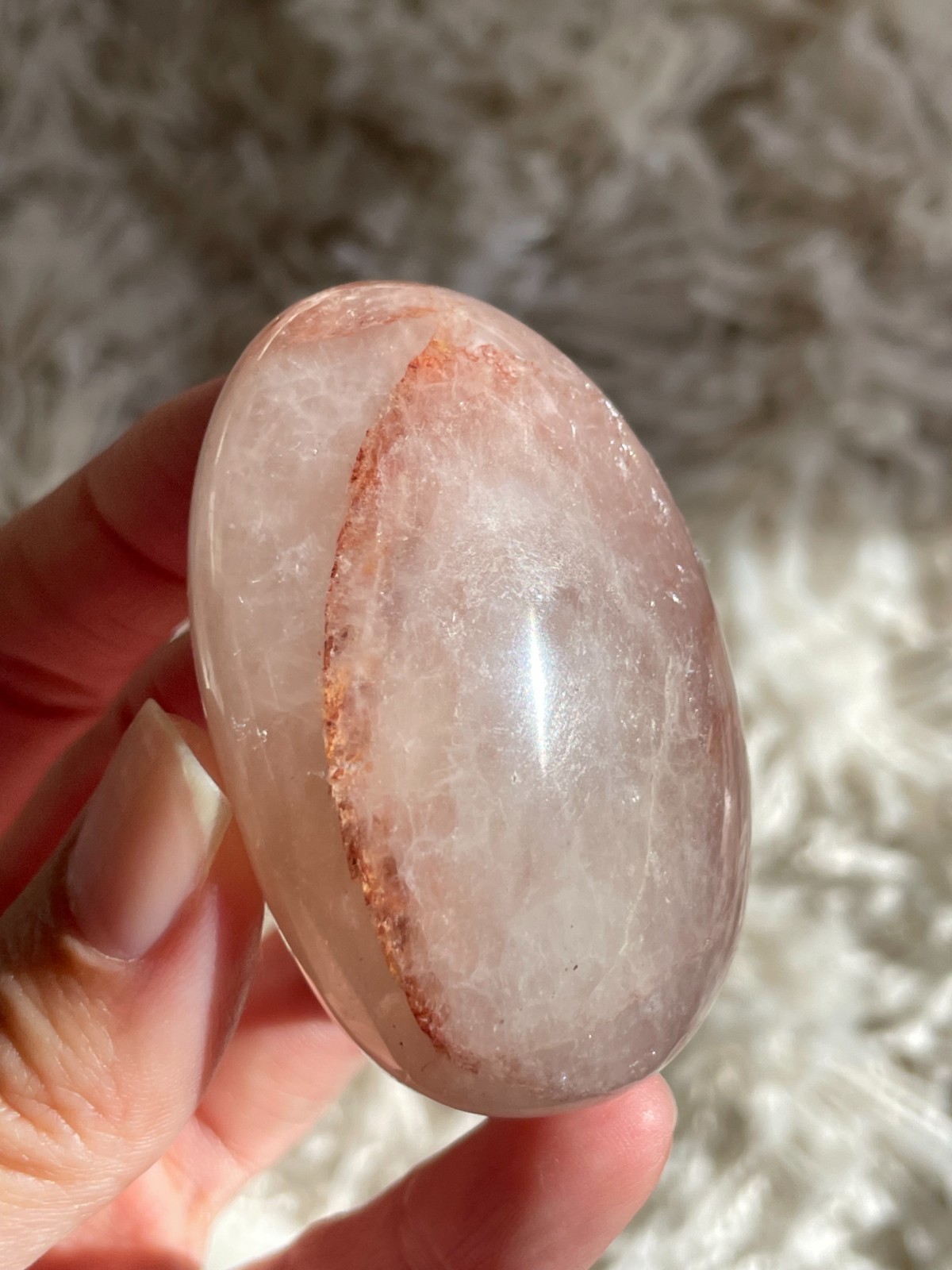 Natural Red Hematoid / Fire Quartz Palmstone – Vitality & Grounding Crystal (HA)