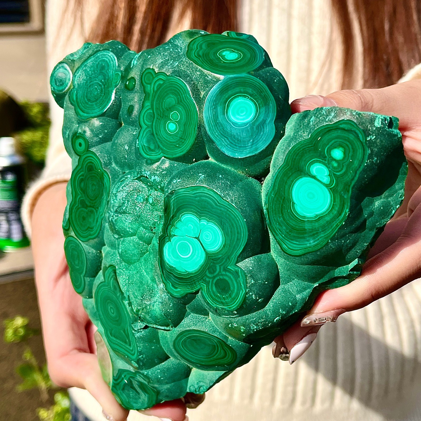 2.24lb Natural Glossy Malachite Eye Transparent Cluster Rough Mineral Sample