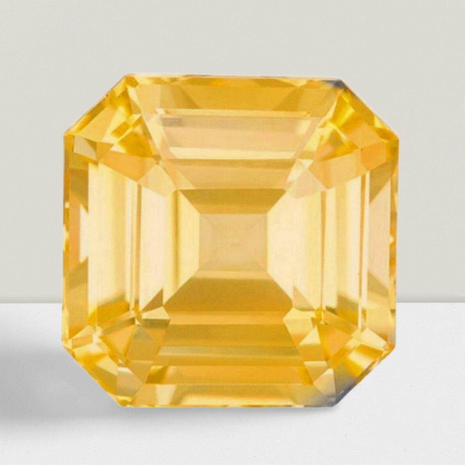 Yellow Sapphire Asscher Cut Gemstone 8.1 Cts – 14 mm Lustrous Loose Gem