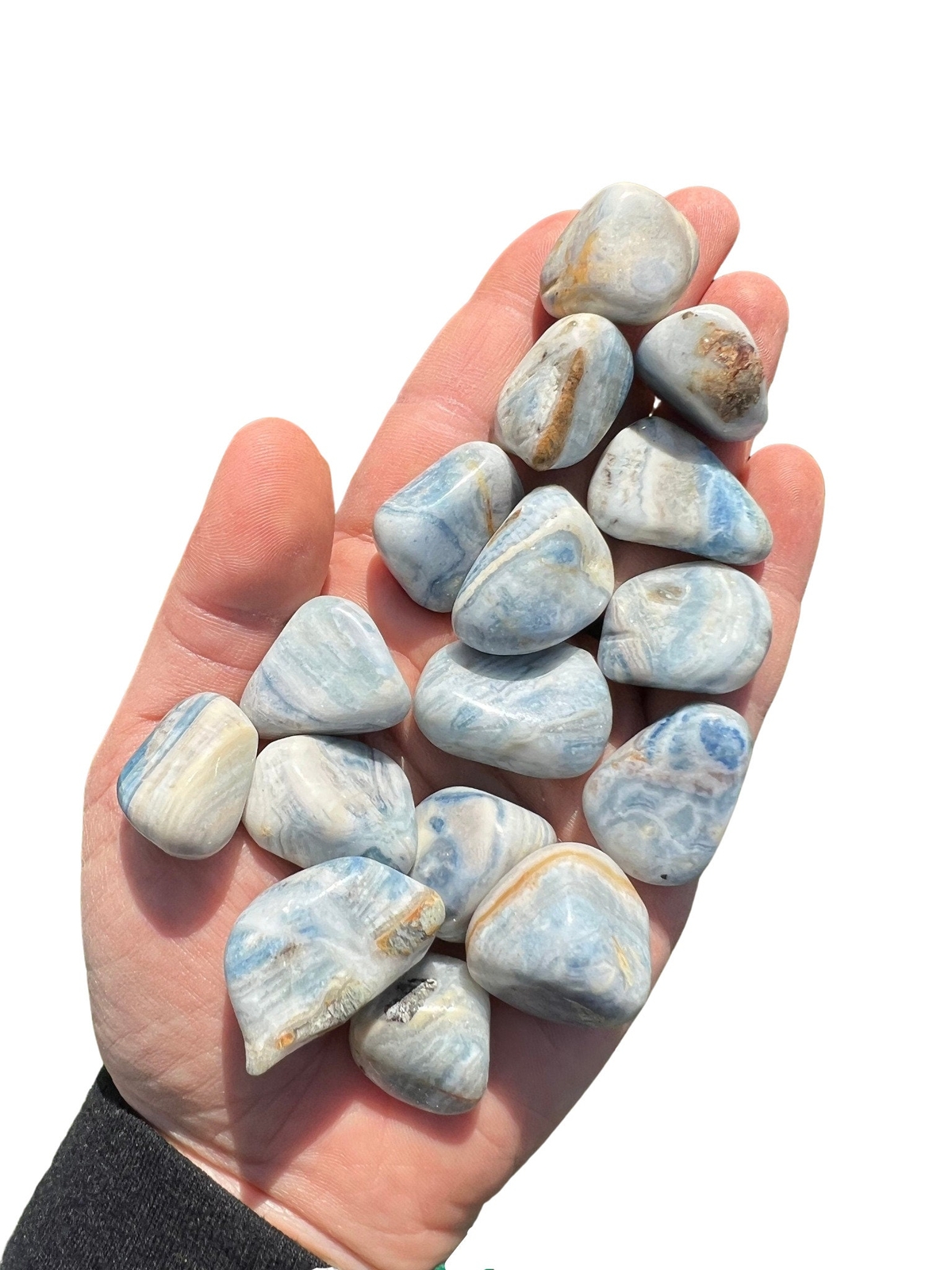 Blue Scheelite Tumbled Stone, Natural Sheelite Stone from Turkey