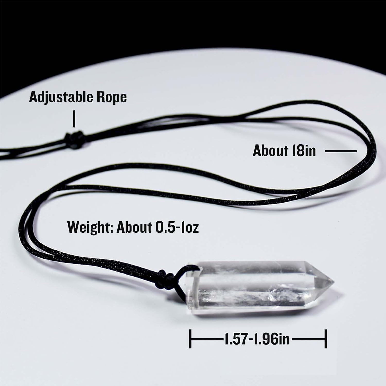Healing Crystal Pendants, Single Pointed Natural Crystal Quartz Necklace 6 Facet