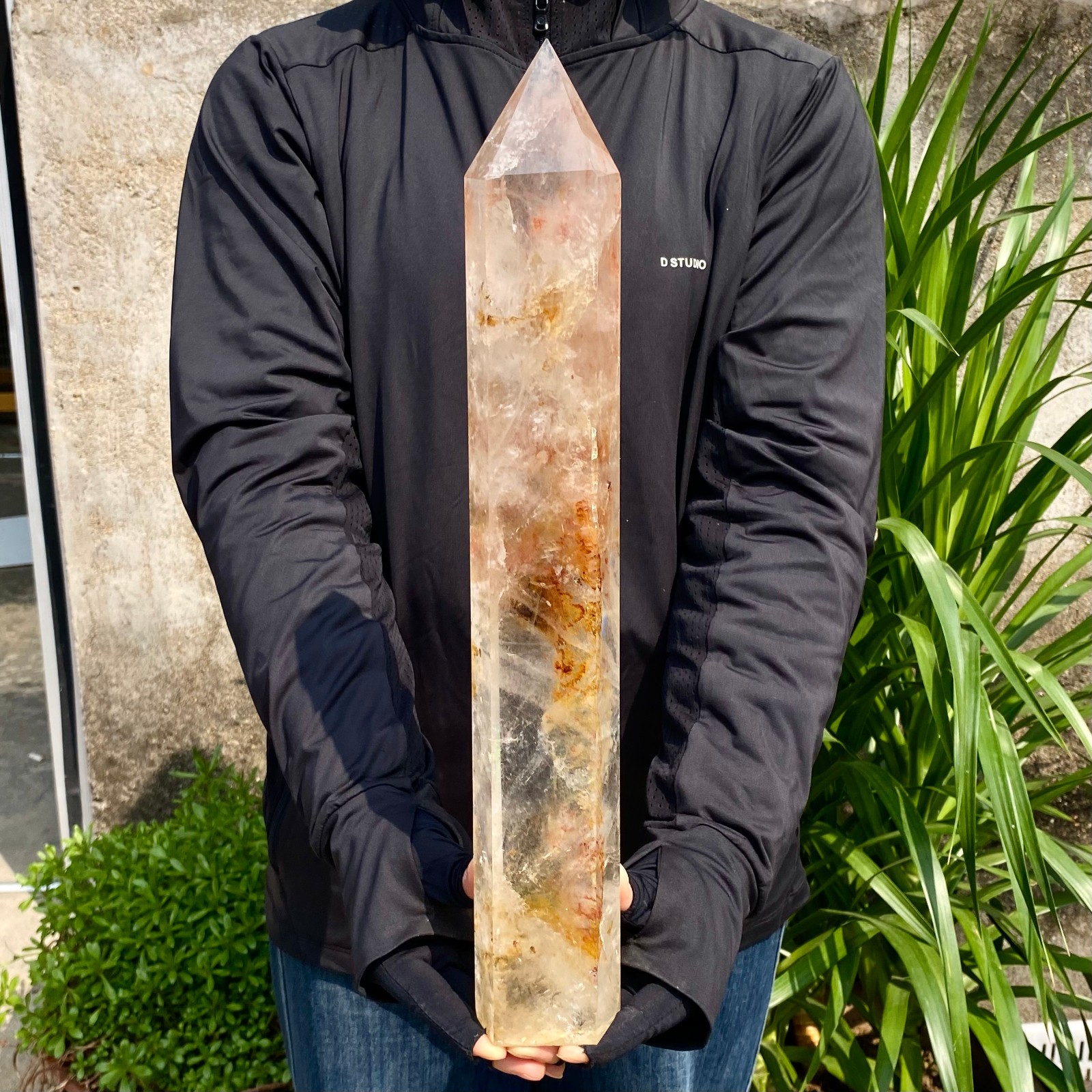 5.29LB Natural clear white crystal obelisk Crystal energy column Reiki healing
