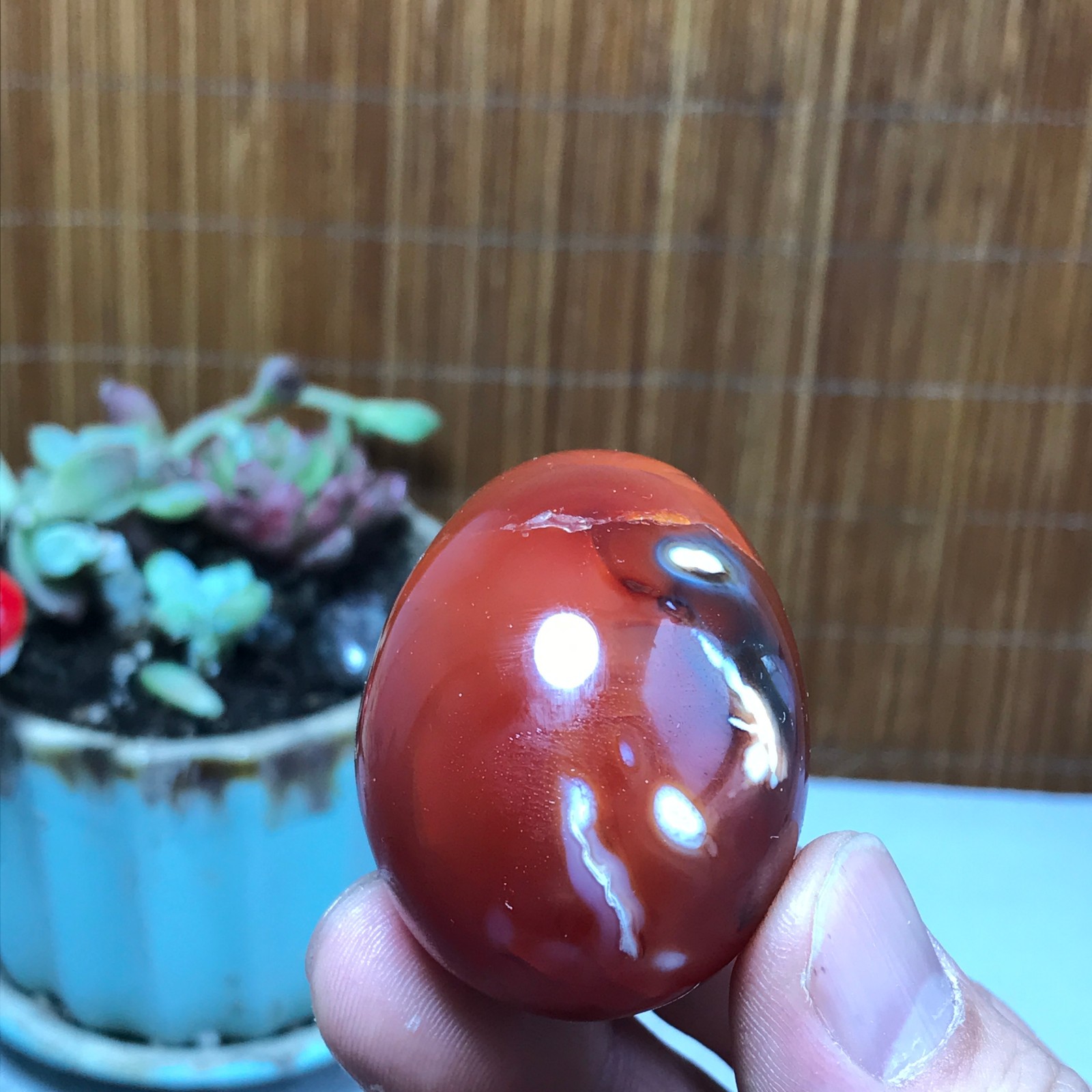 45-35-35mm Rare NATURAL red agate Hand polishing “egg” Crystal specimen A3929