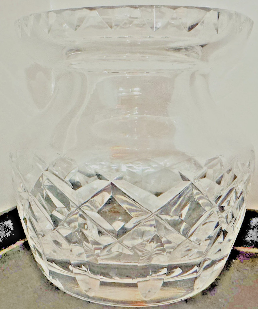 Vintage Mini Cut Crystal Creamer Sugar Bowl & Rose Bowl Set Diamond Sawtooth 3Pc