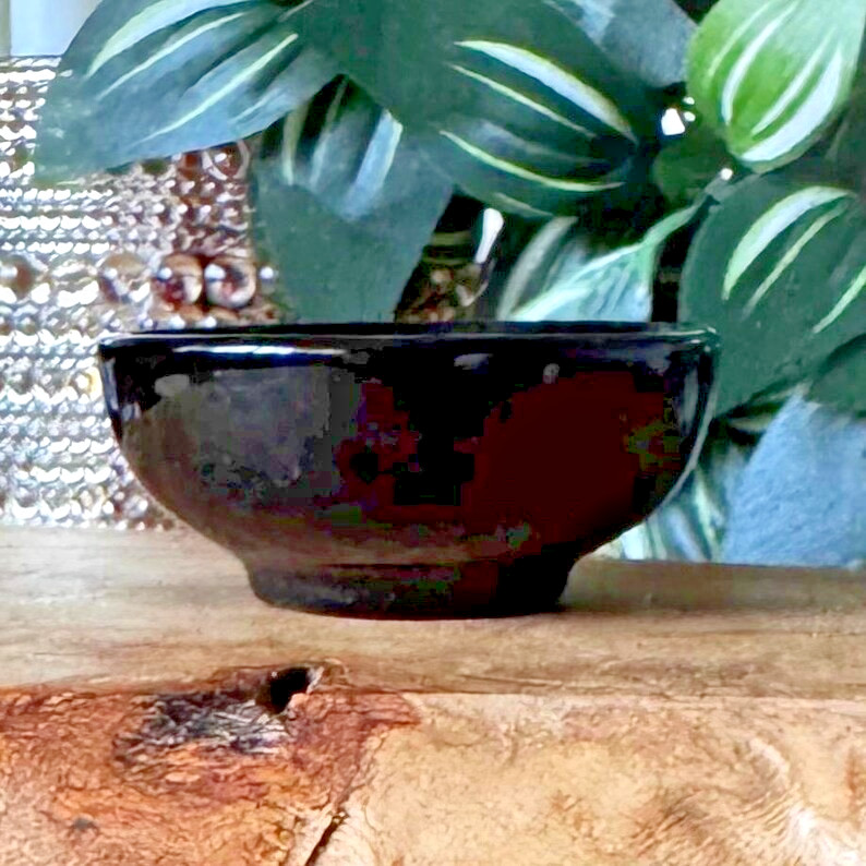 Natural Black Obsidian Bowl Scrying Mirror Wicca Altar Decor Metaphysical Gift