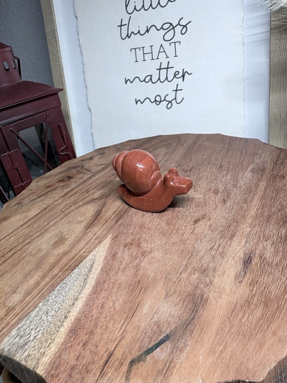 Carved Red Jasper Snail