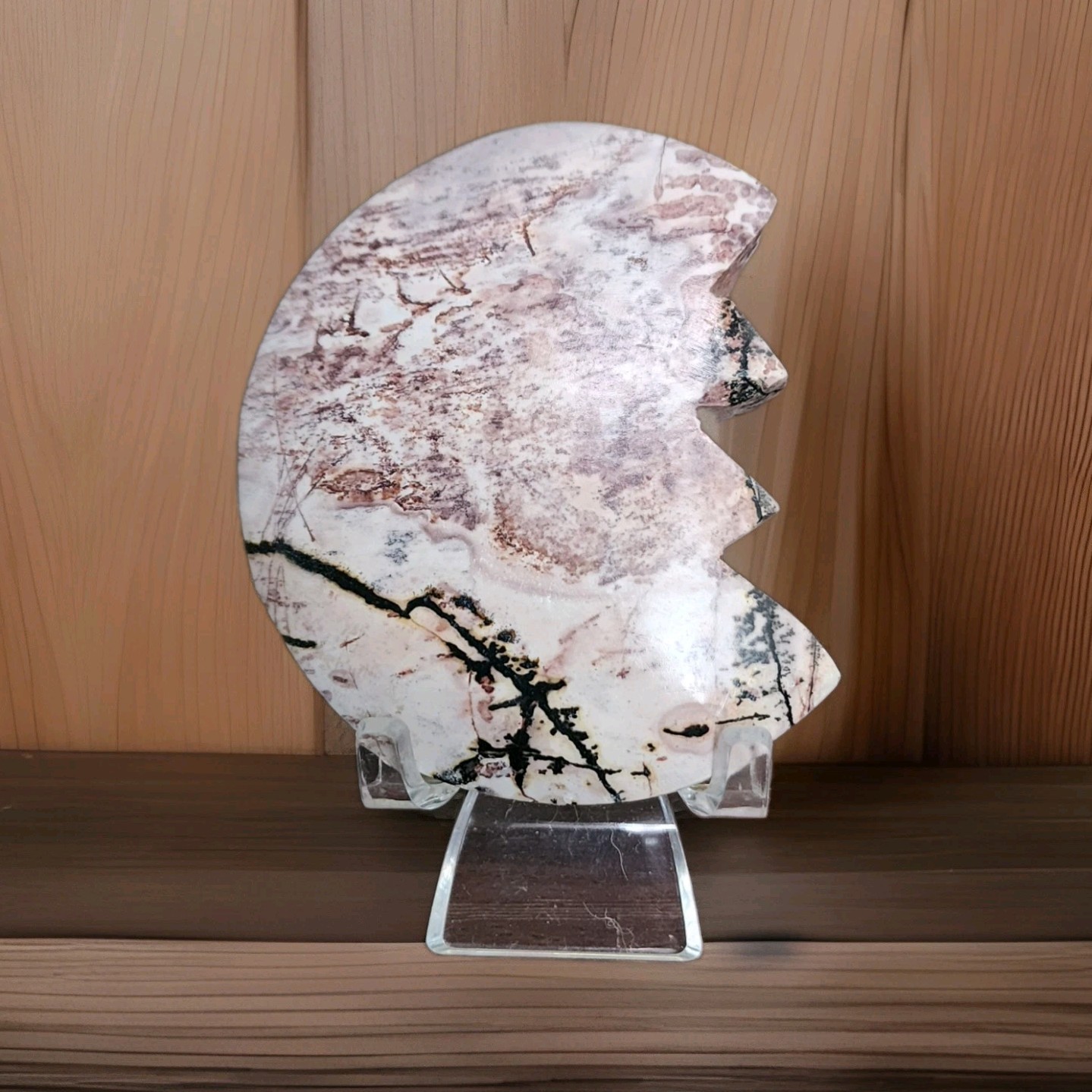 Hand Carved Picture Jasper Moon – USA