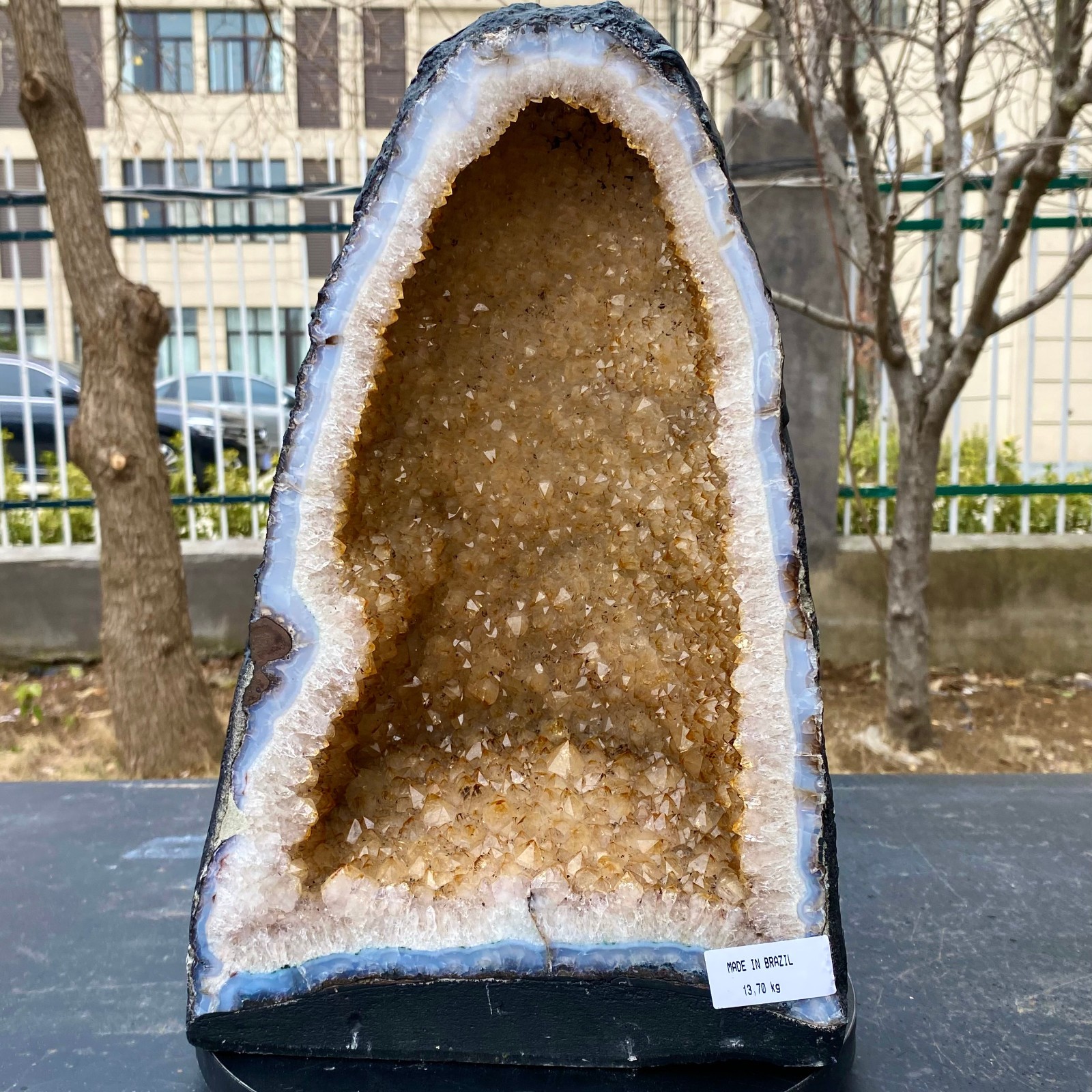 30.18LB Natural citrine geode crystal cluster quartz cathedrals specimen healing