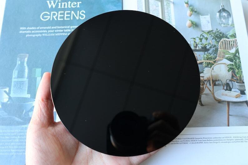 Black Obsidian Crystal Scrying Wafer Mirror Healing Energy Home Decoration Gift