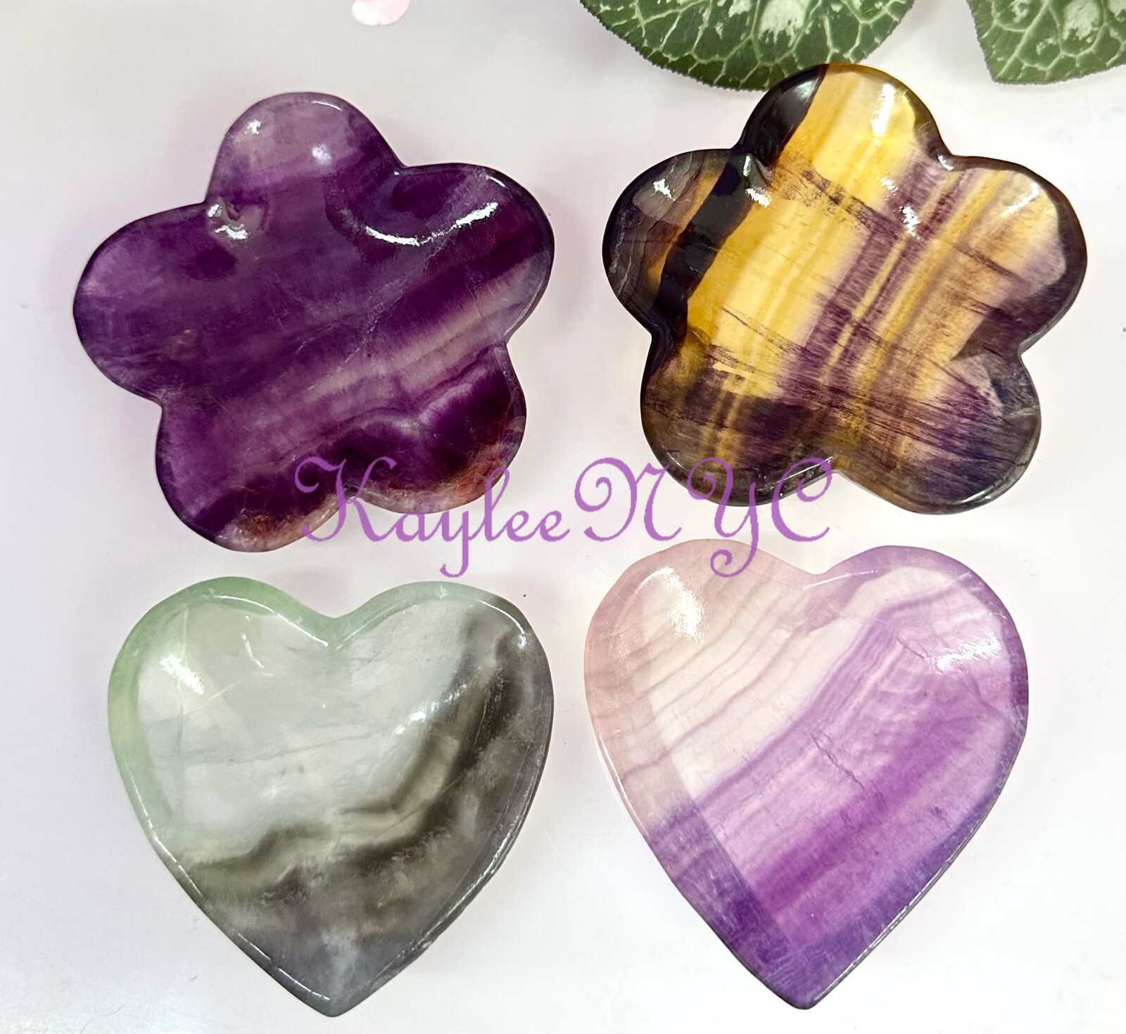 Wholesale Lot 4 Pcs Natural Fluorite Mixed Bowls Crystal Healing .9-1lb