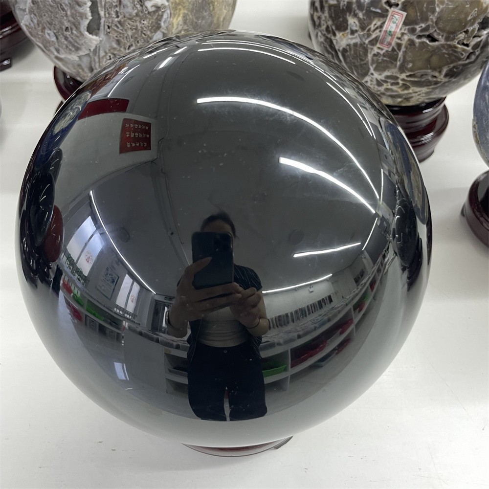 21.9LB 7.4″ A++ Large Natural Black Obsidian Sphere Ball Crystal Quartz Decor