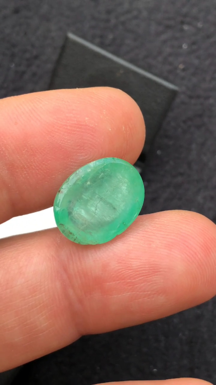 12.25ct Natural Emerald Cabochon Nice Color and luster Chitral Big Size17x13x7mm