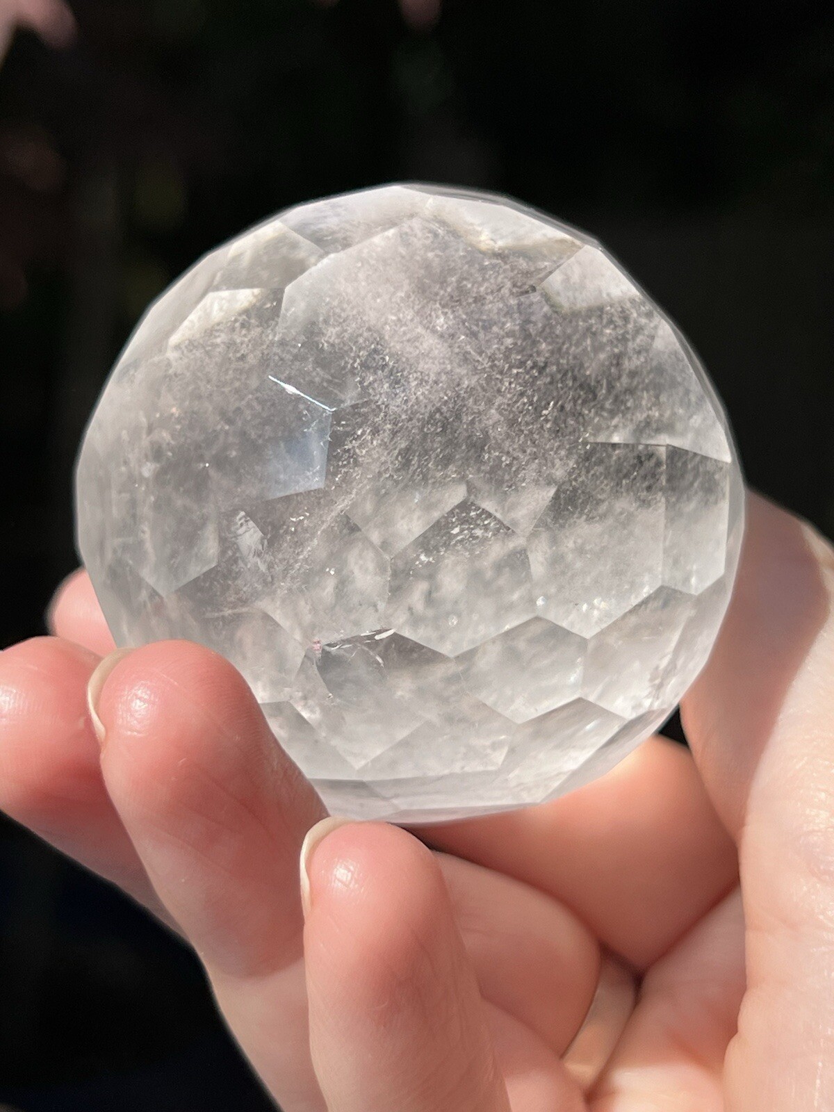 Clear Quartz Hand Faceted Large Crystal Ball AAA+ 50mm Diameter Standing R41/12