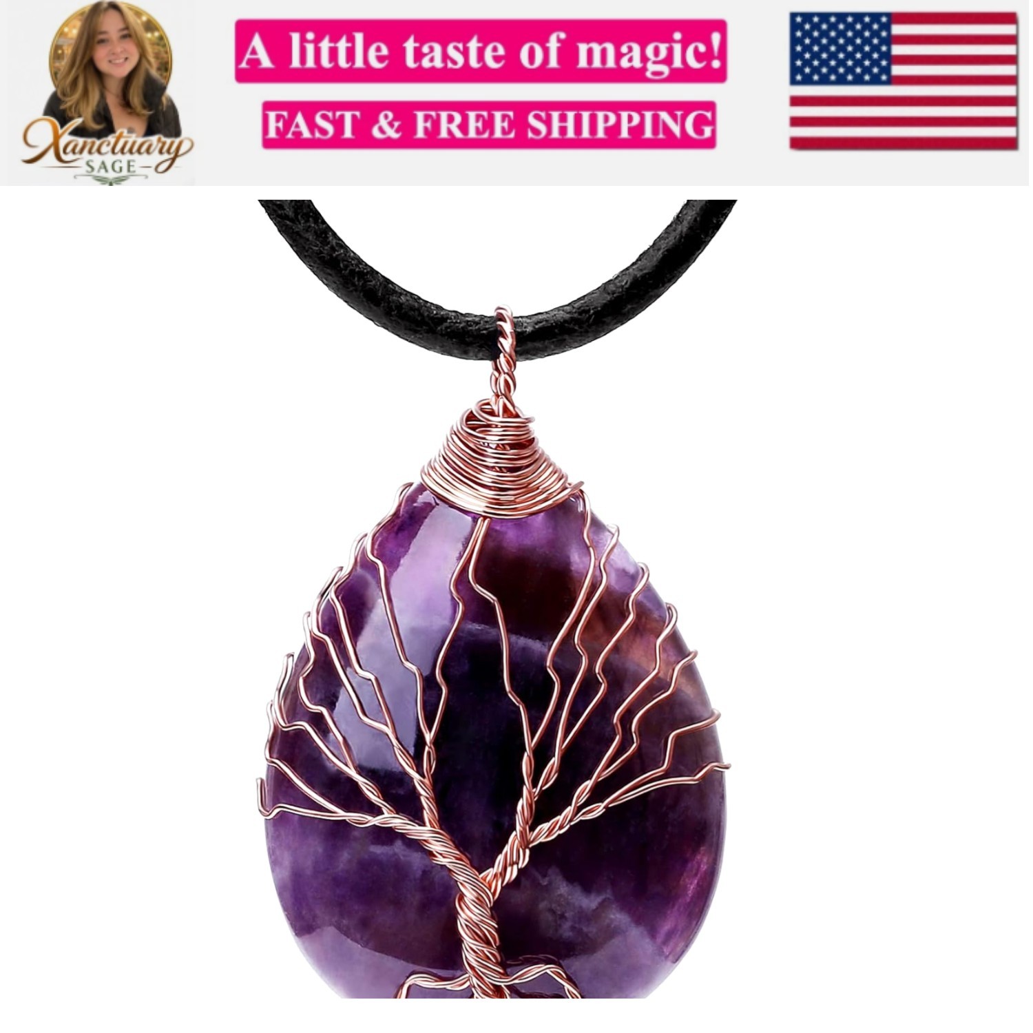 7 Chakra Gemstone Healing Crystals Necklace – Copper Wire Wrapped Natural Uni…