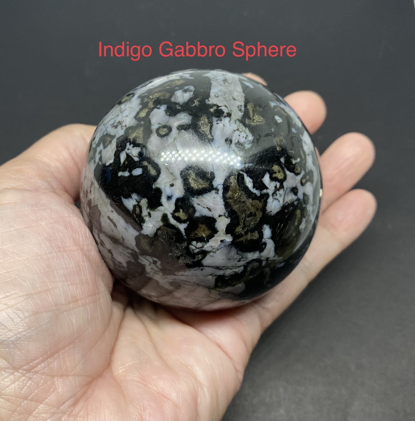 Indigo Gabbro (Mystic Merlinite) Sphere From Madagascar 1.09lbs 68mm