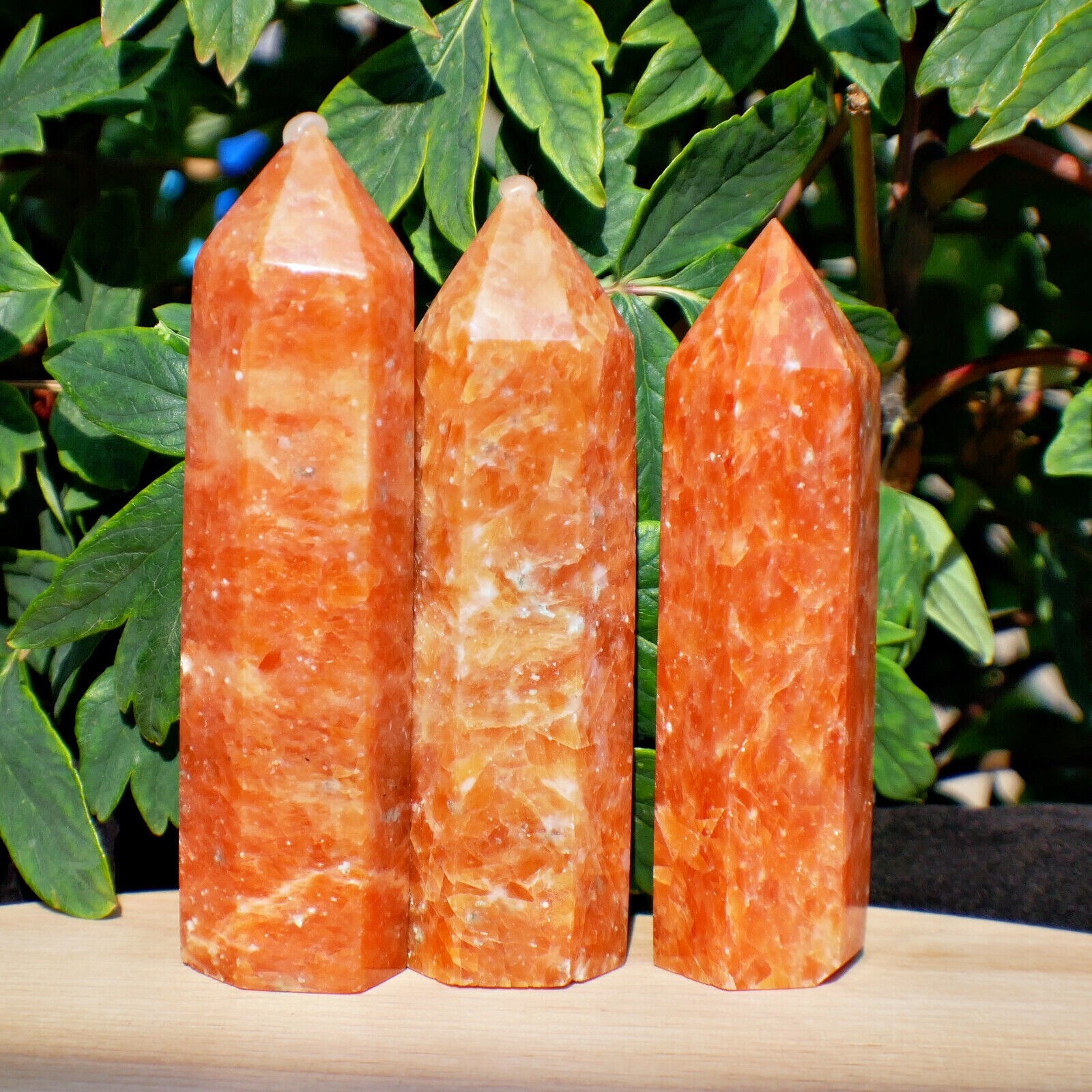 Natural Sunstone Healing Meditation Crystal Tower Point Wand Reiki Obelisk Gift
