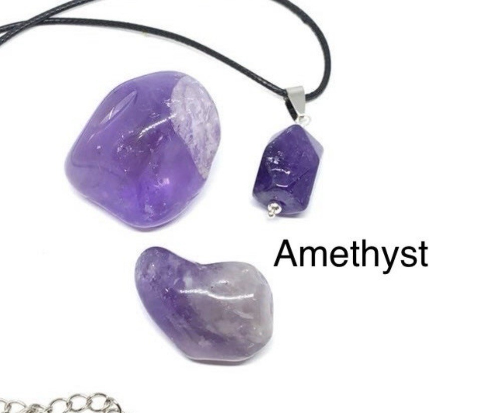 Amethyst Genuine Stones & Necklace Set