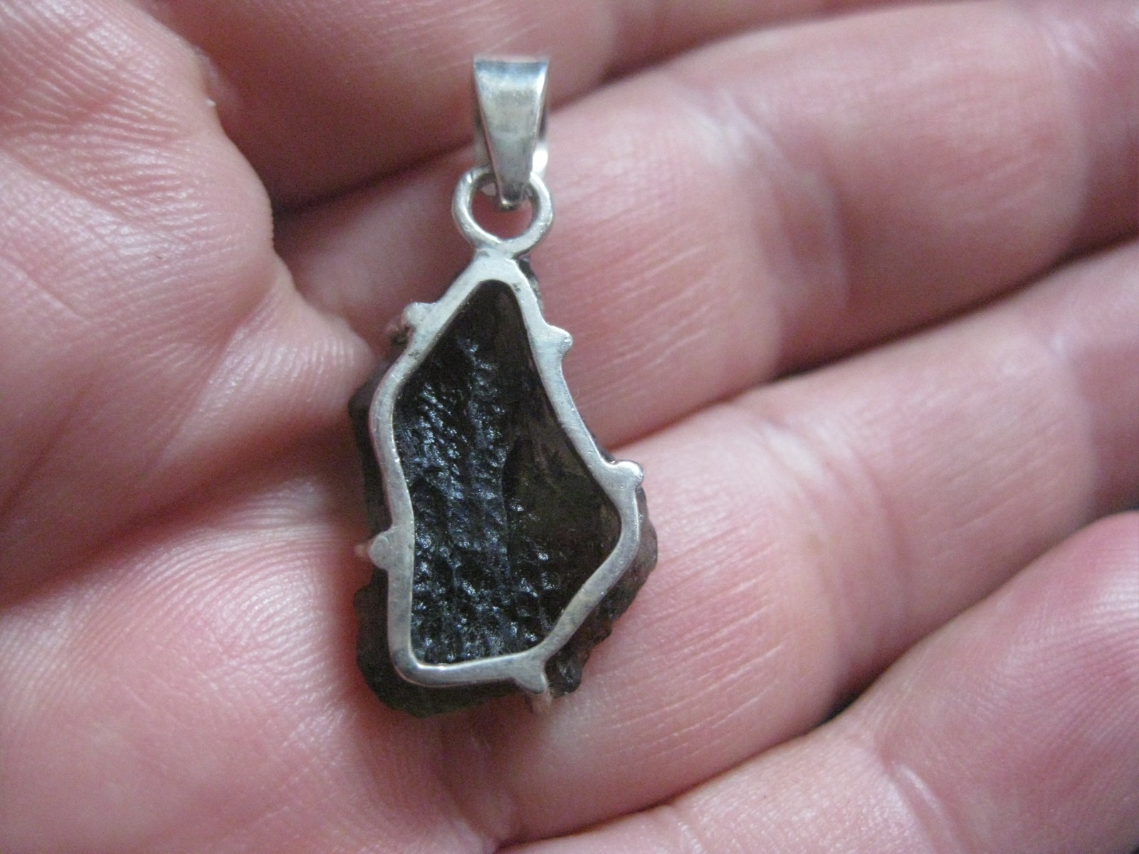 Moldavite pendant Nova Hospode,tektite genuine, Czechia impact glass