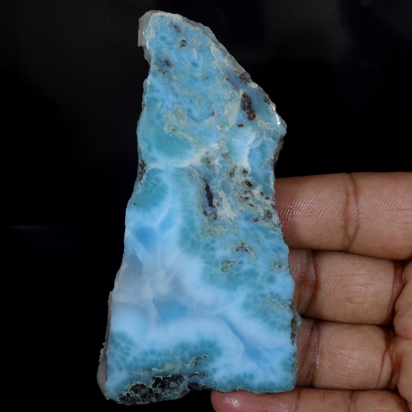 Sky Blue Larimar Slab Rough Dominican Blue Pectolite Cab Cutting Stone 251.70 Ct