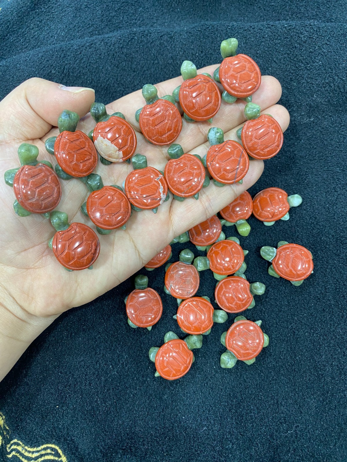 5pc Natural Red Jasper quartz crystal carved sea turtle skull reiki healing gift