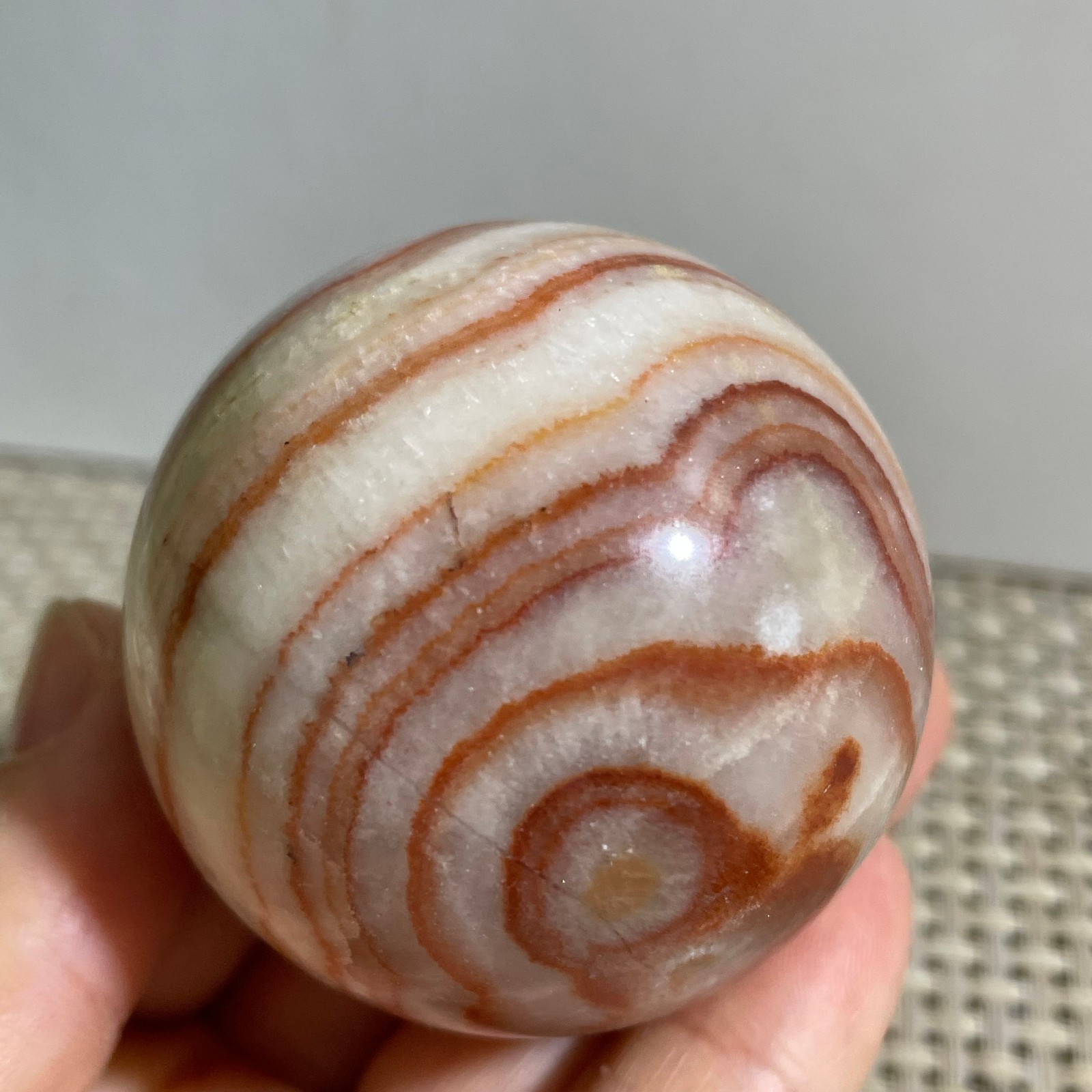 183g natural Red Striped RARE Stone Ball Mineral Polished Healing