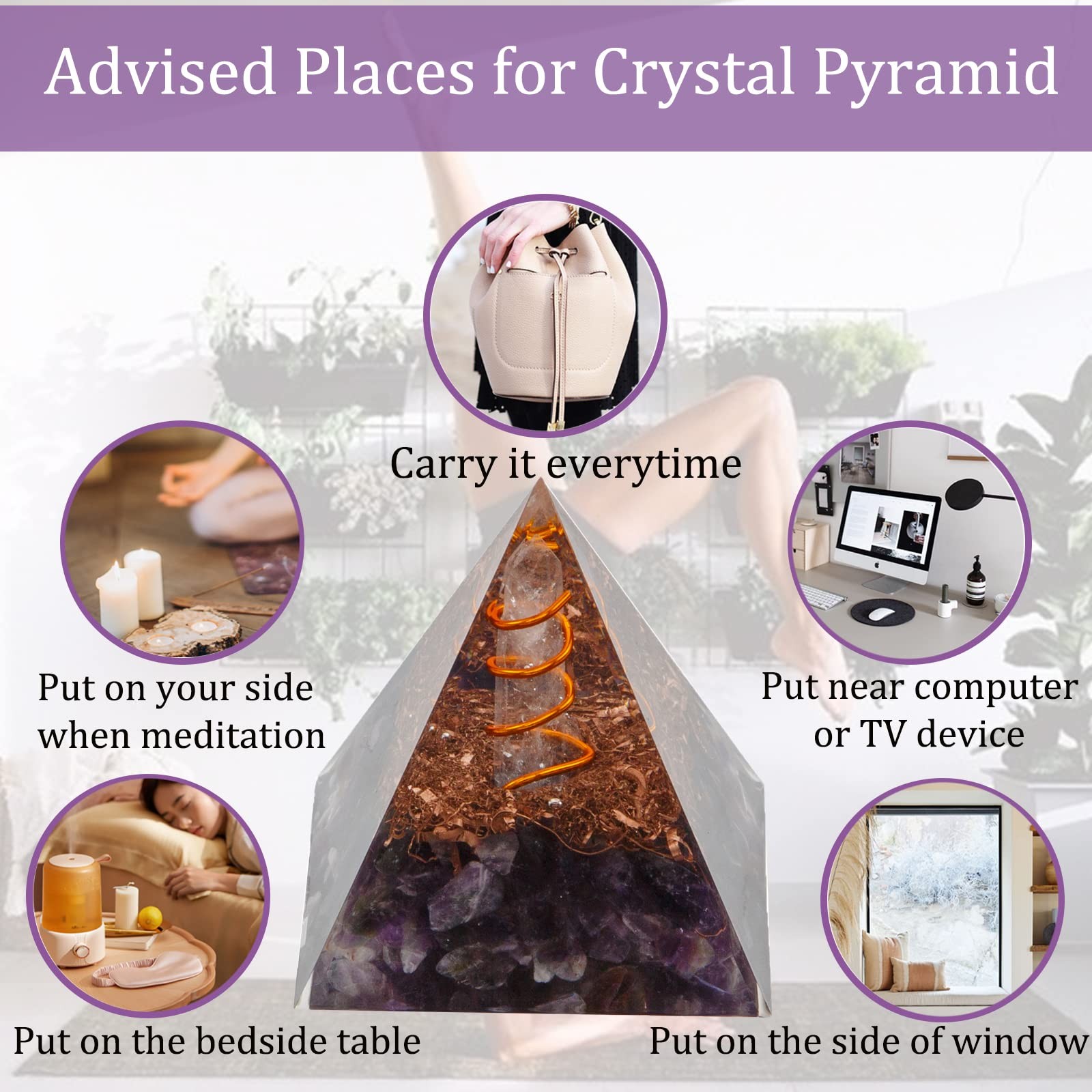 TESTRYE Orgone Pyramid,Amethyst Orgonite Pyramid for Protection,Healing Cryst…