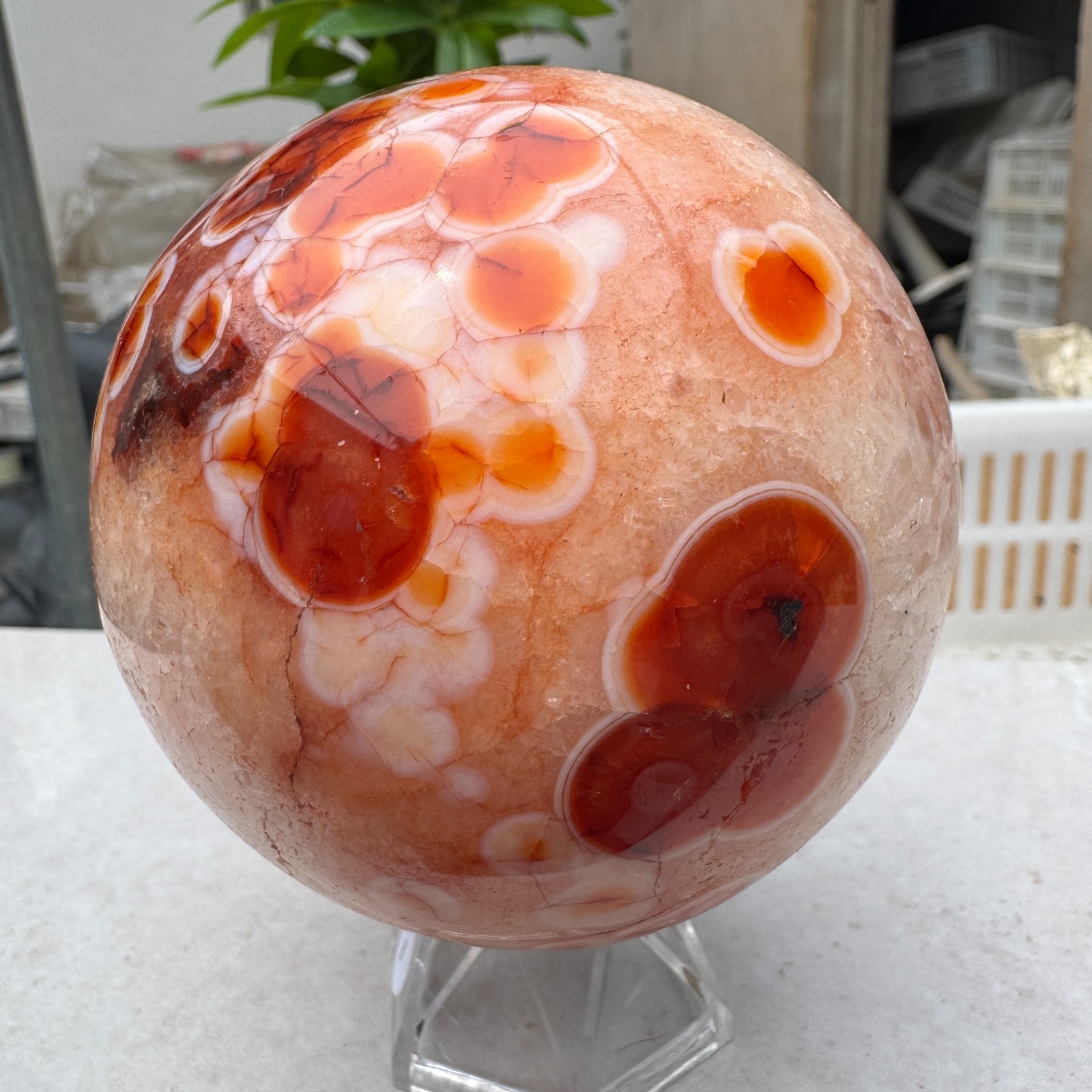 940G Natural red stripe agate sphere Crystal Ball Madagascar mineral