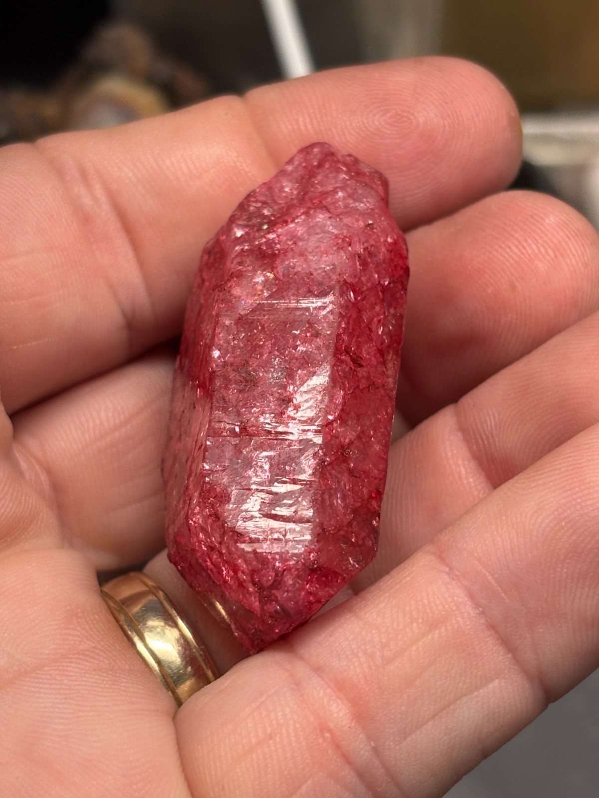 Dyed fractured Quartz crystal RUBY CORUNDUM ?? Wicca Pagan Mystic OCCULT