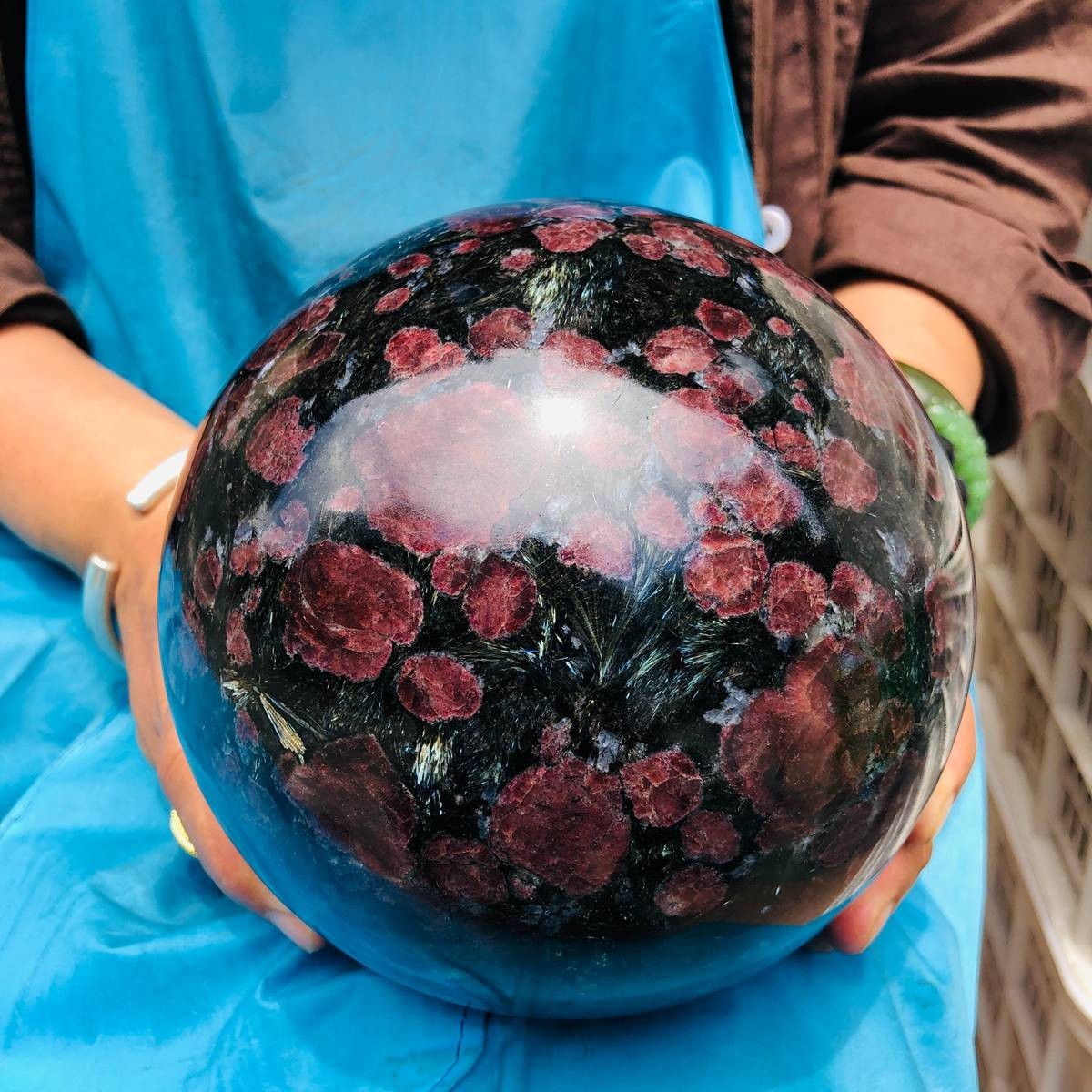 14.82LB Natural Firework Stone Quartz Sphere Crystal Ball Healing Decorati 4983