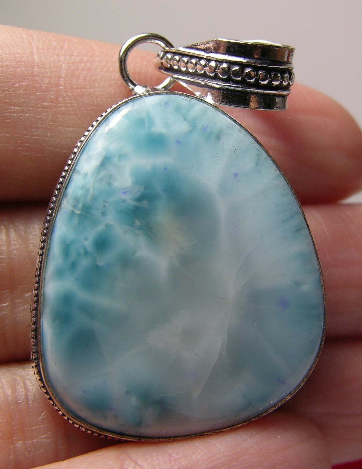 #6 Dominican Republic 57.50ct 100% Natural Larimar Cabochon Pendant 11.50g 31mm