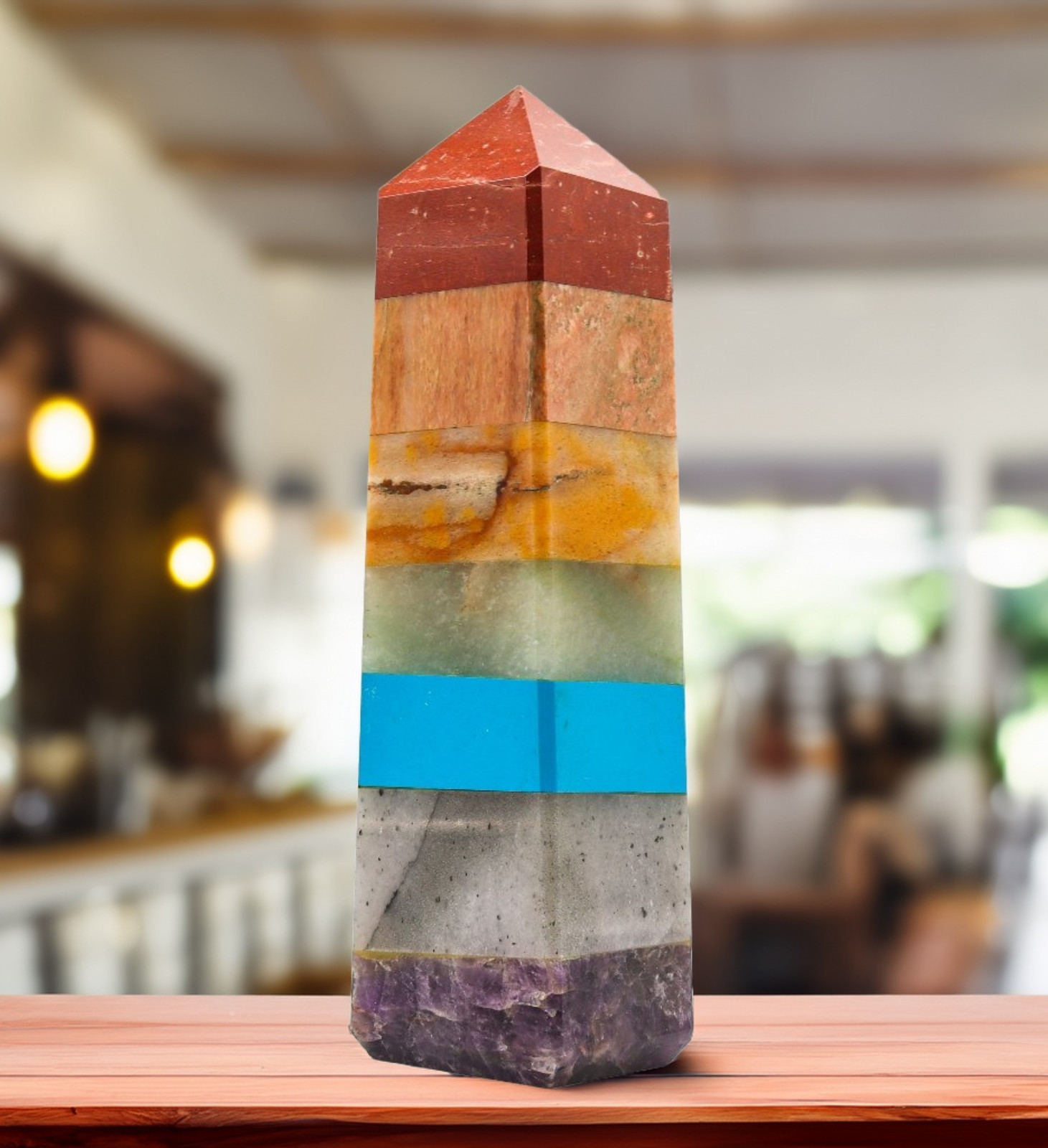 190mm Seven Chakra Meditation Healing Spirit Power Chakra Reiki Stone Tower