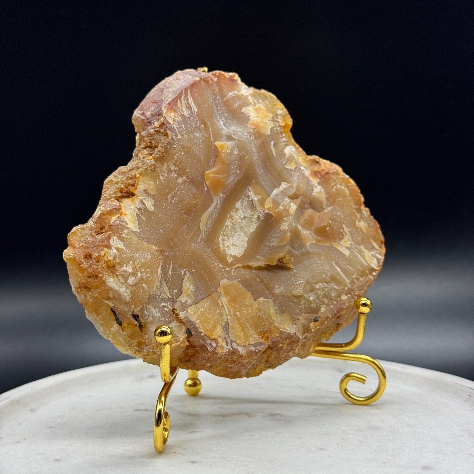 Natural Agate Chalcedony Specimen Honey Brown Translucent Raw Crystal