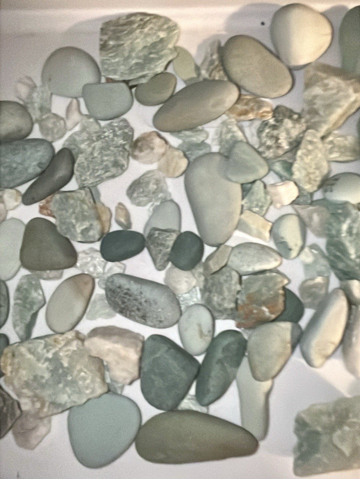 Tumbled Raw Jade Rock & Assorted Stones Blue Green 100+ 3/4lb