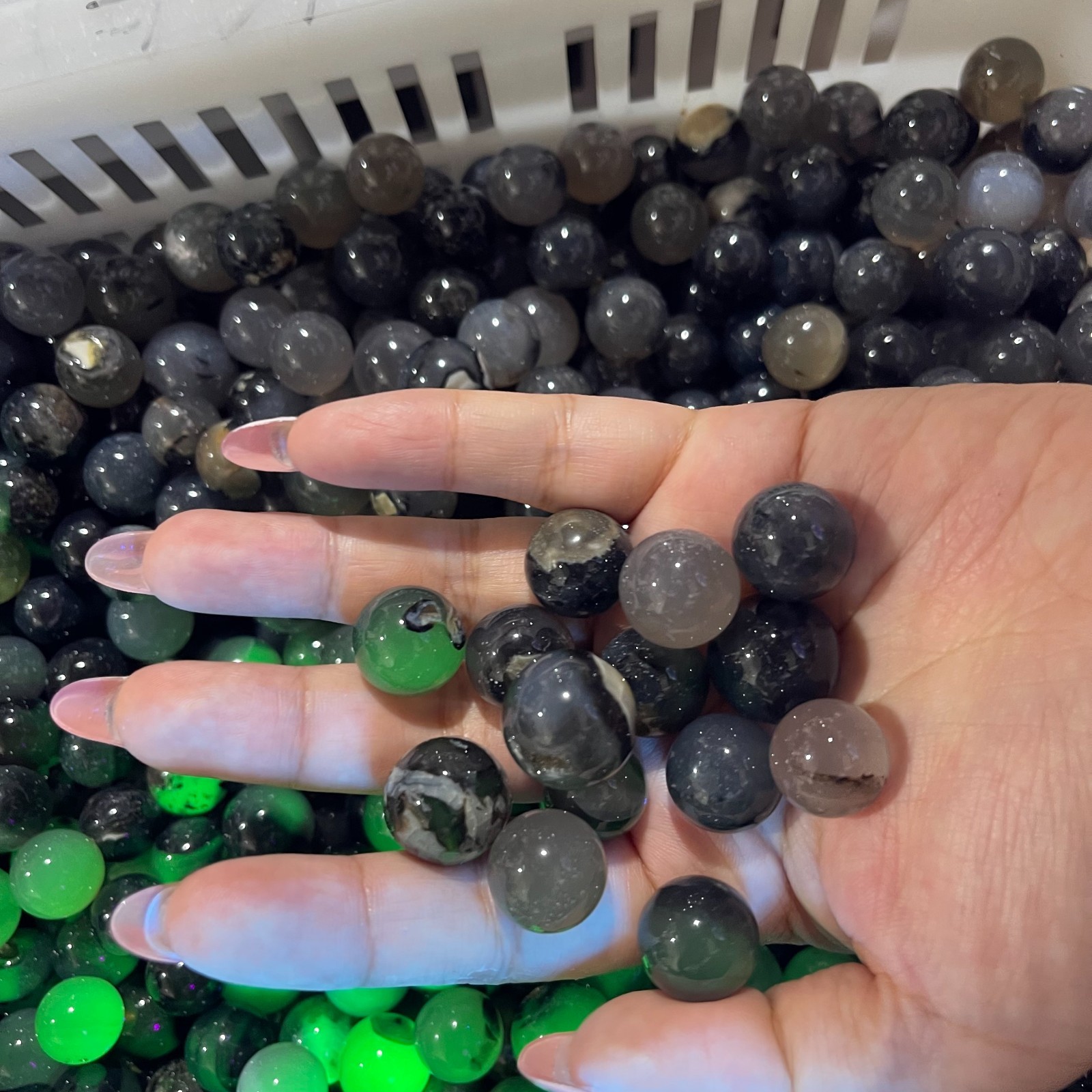 10pcs Volcanic agate Mini sphere crystal ball home decoration fluorescent agate
