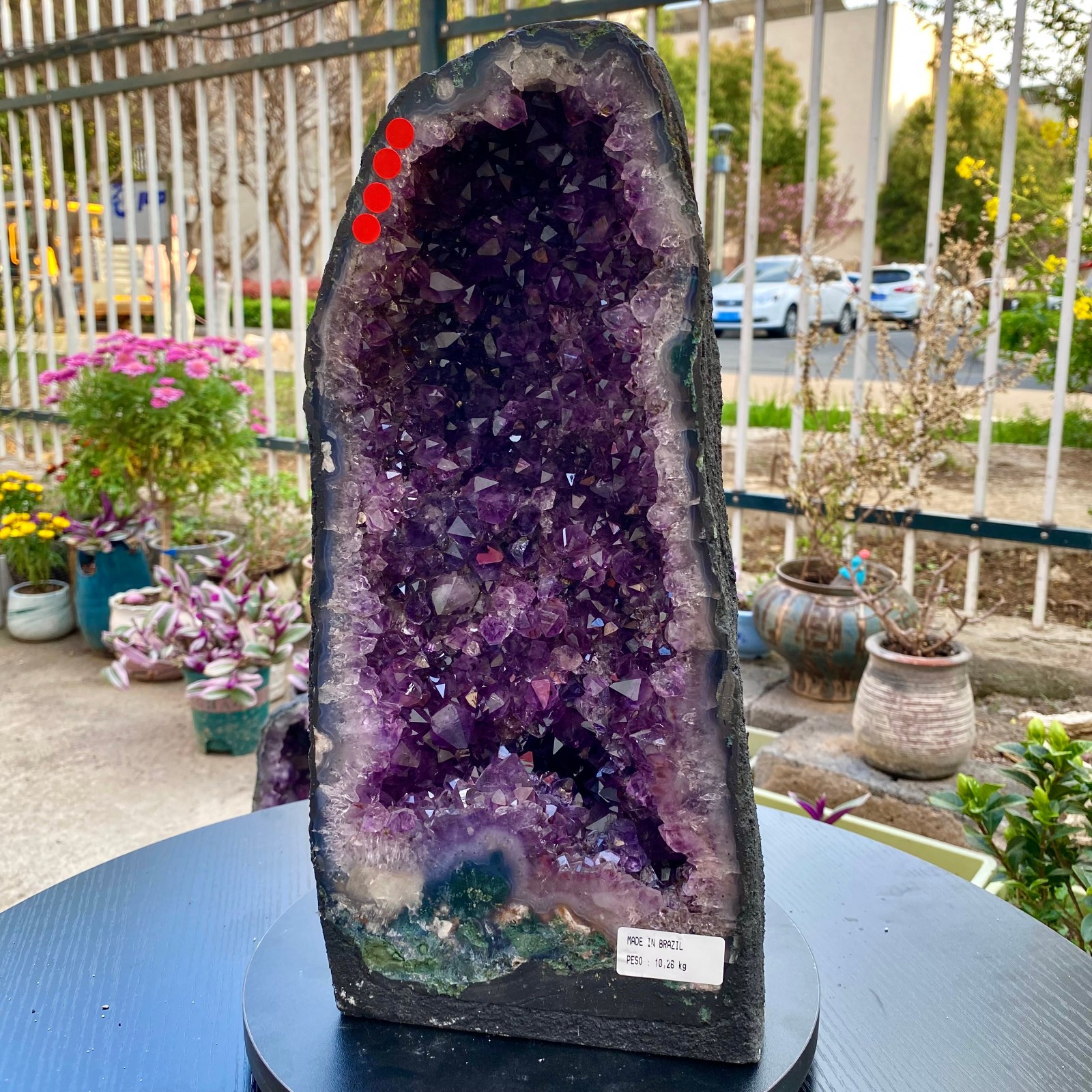 22LB Natural Amethyst Geode Quartz Crystal Cluster Cathedral Energy healing