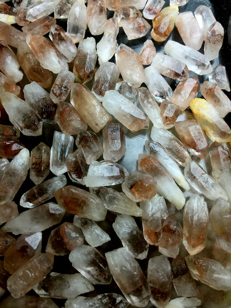 50g 70PCS+ Phantom ‘Red Ghost’ Lemuria QUARTZ Lemuria Crystal Point &Pyramid