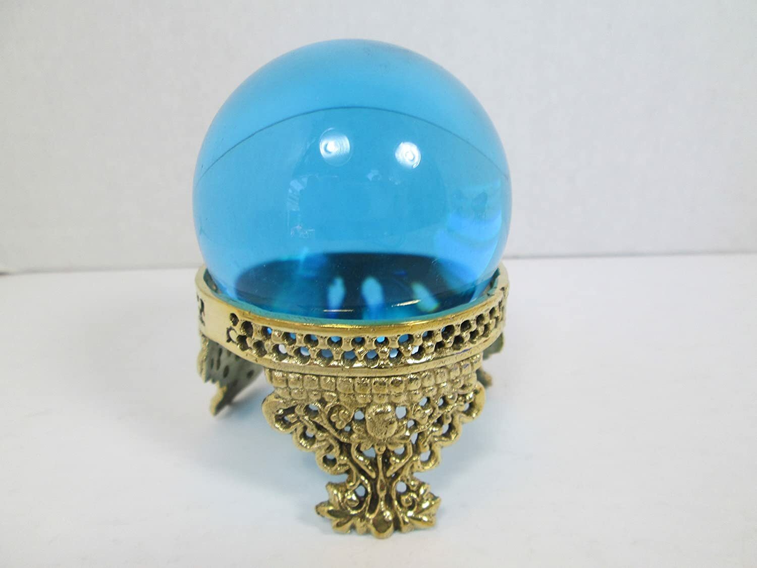Solid Brass Crown Design, Crystal ball, Gemstone Holder, Stand,Display, 2″ dia.