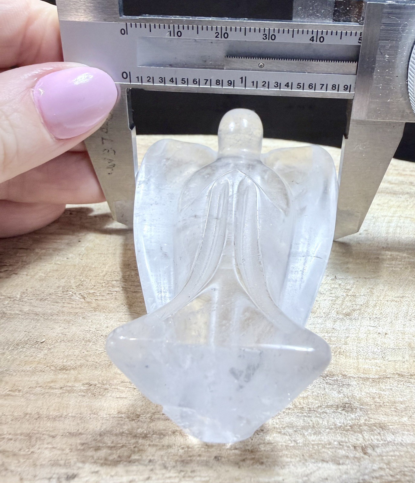 Crystal Clear Quartz Angel Simple Carving spiritual Heal display 7.8cm 116g