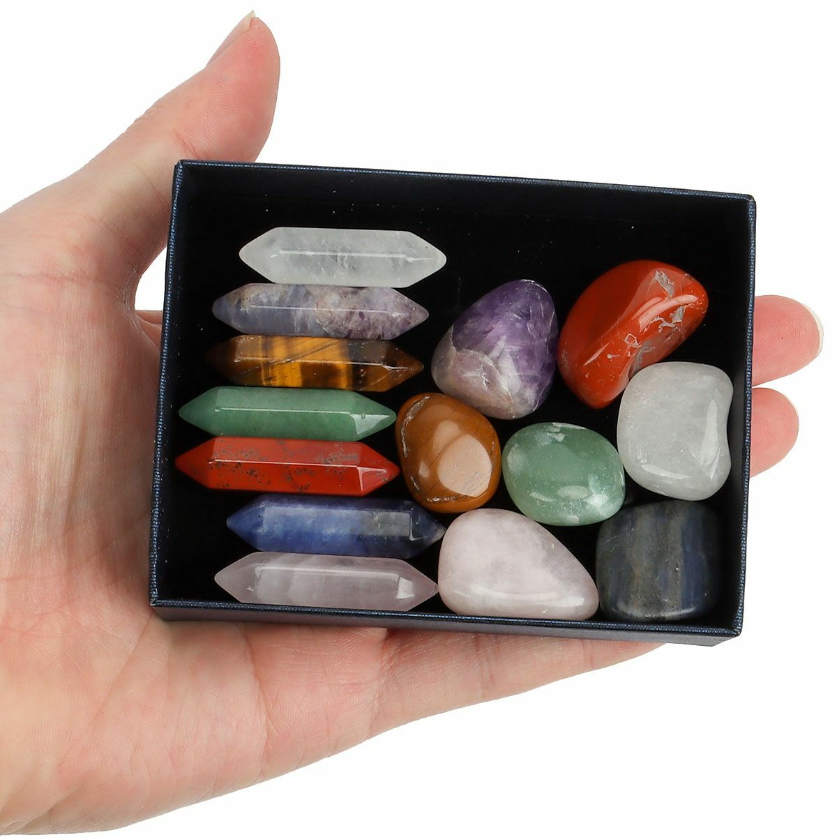 Set of 14 Healing Crystal Natural Gemstone Reiki Chakra Collection Stone Kits US
