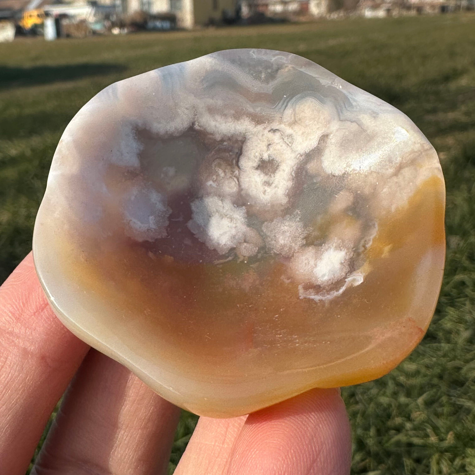 Natural Sakura Agate Bowl Quartz Specimen Skull Crystal Reiki Healing Gift 1PC