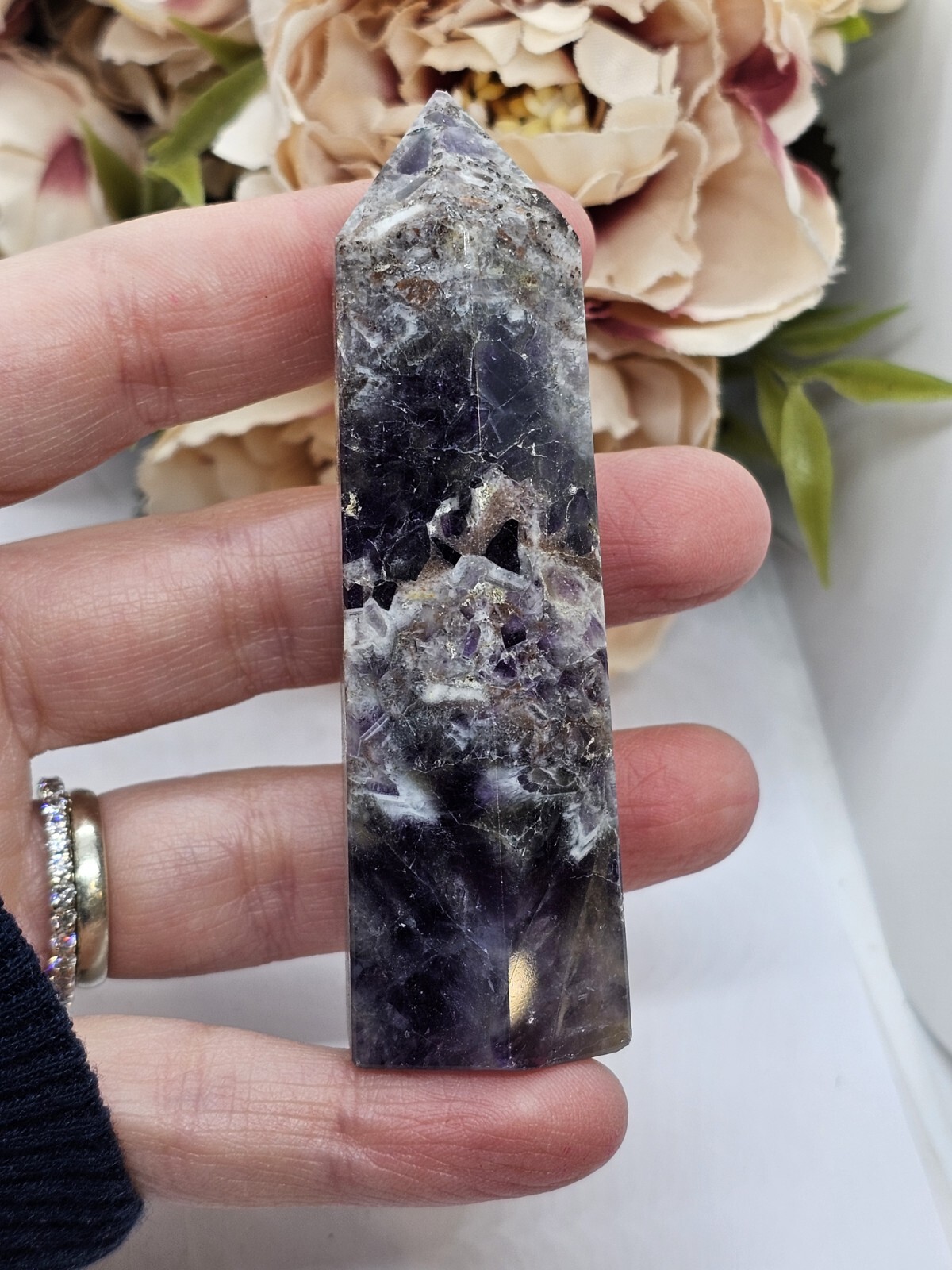 ✨️SALE✨️ Amethyst Crystal Tower Point (2) Healing 7.8cm 73g Purple Stress Relief