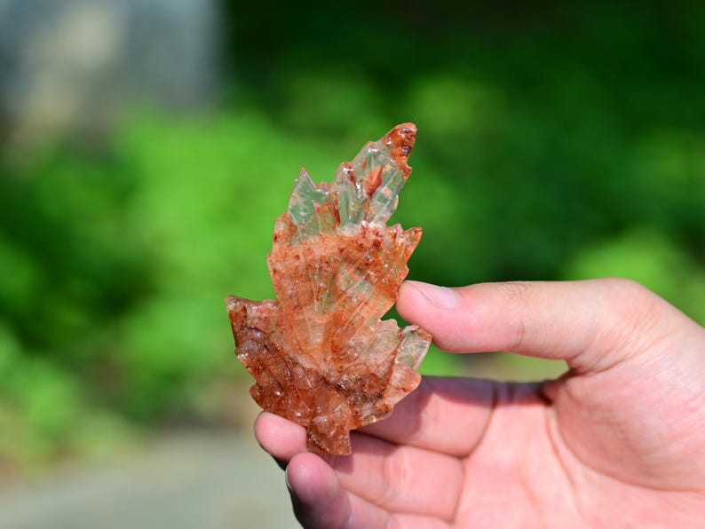 3” Natural carved Mixed material leaf Reiki decor figurine healing gift 1pc