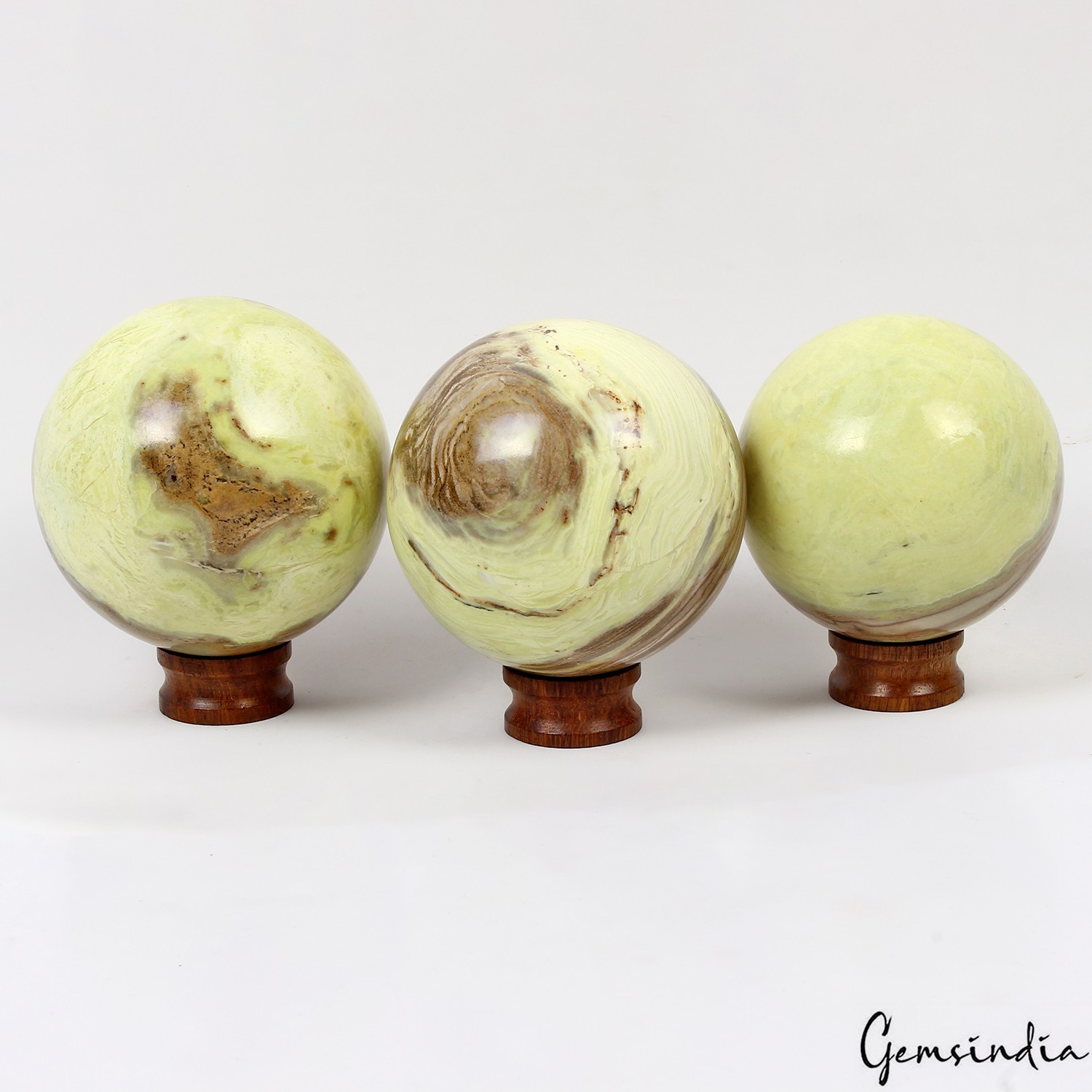 Natural Chrysoprase Sphere 63-69mm Polished Crystal Ball For Healing, Decor~3 Pc