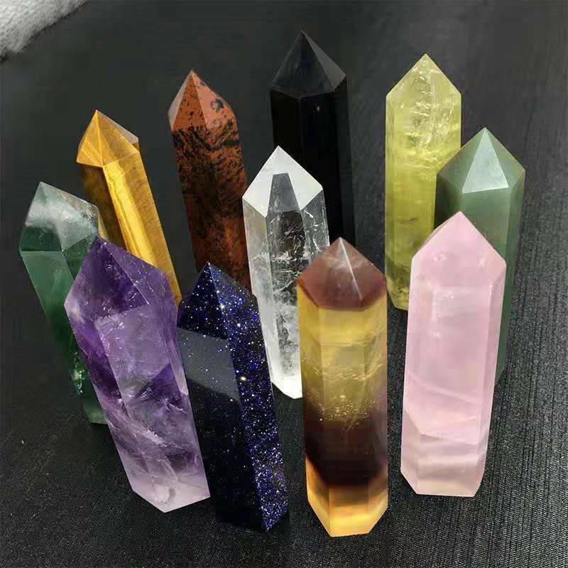 Natural Colorful 3-11CM Quartz Crystal Point Obelisk Hexagonal Healing Mineral#