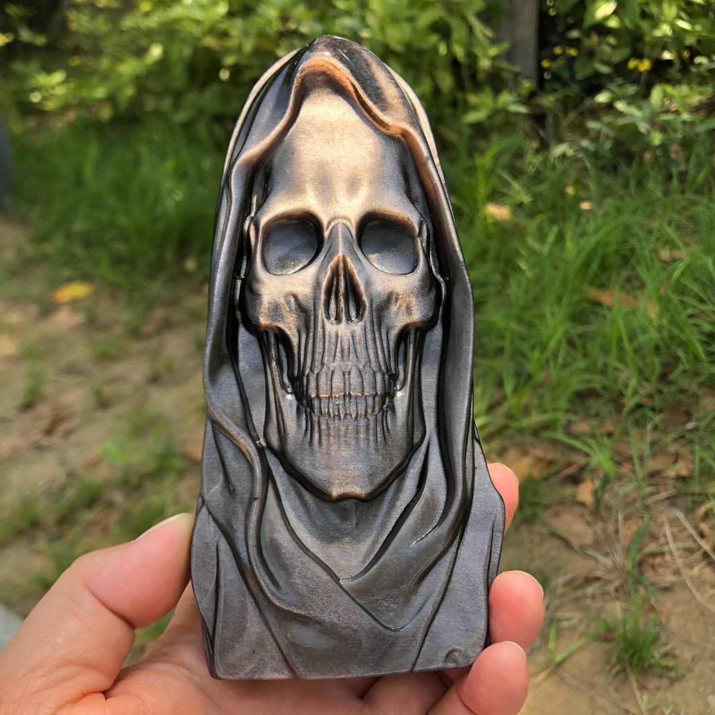 Natural Silver Obsidian Quartz Carving Crystal Skull Decorate 1PCS